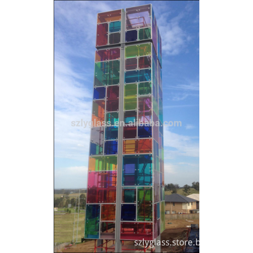 13.52 mm color PVB laminated glass with 0.38mm Vanceva 0005 Ruby Red
